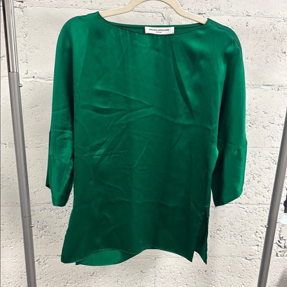 Emerald Green Women's Top - Amanda Uprichard Silk Top - Size Medium - NWOT